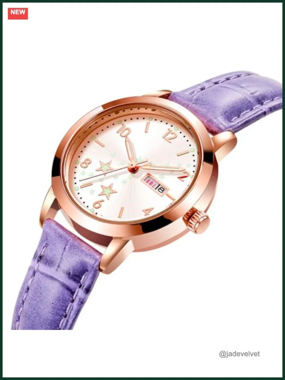 Women's Leather Band Analog Quartz Dress Watch with Date Luminous